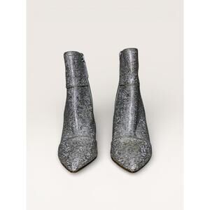 Silver Rhinestone Steve Madden Ankle Boots with Block Heel